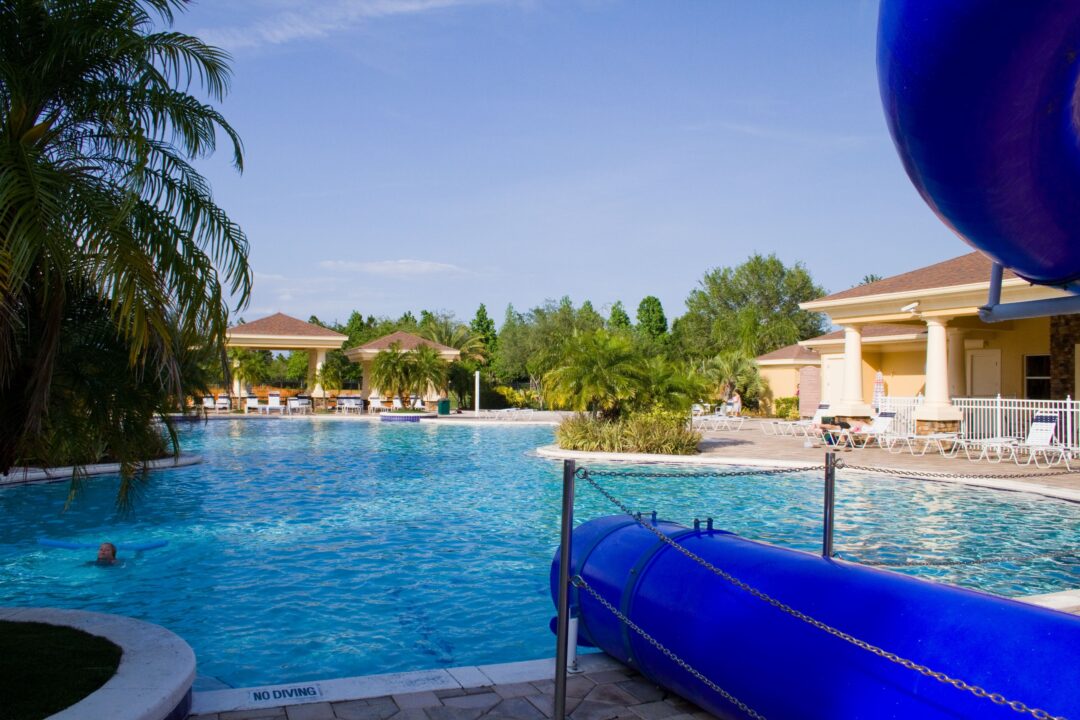 Community pool slide in Live Oak Reserve, Oviedo, Florida