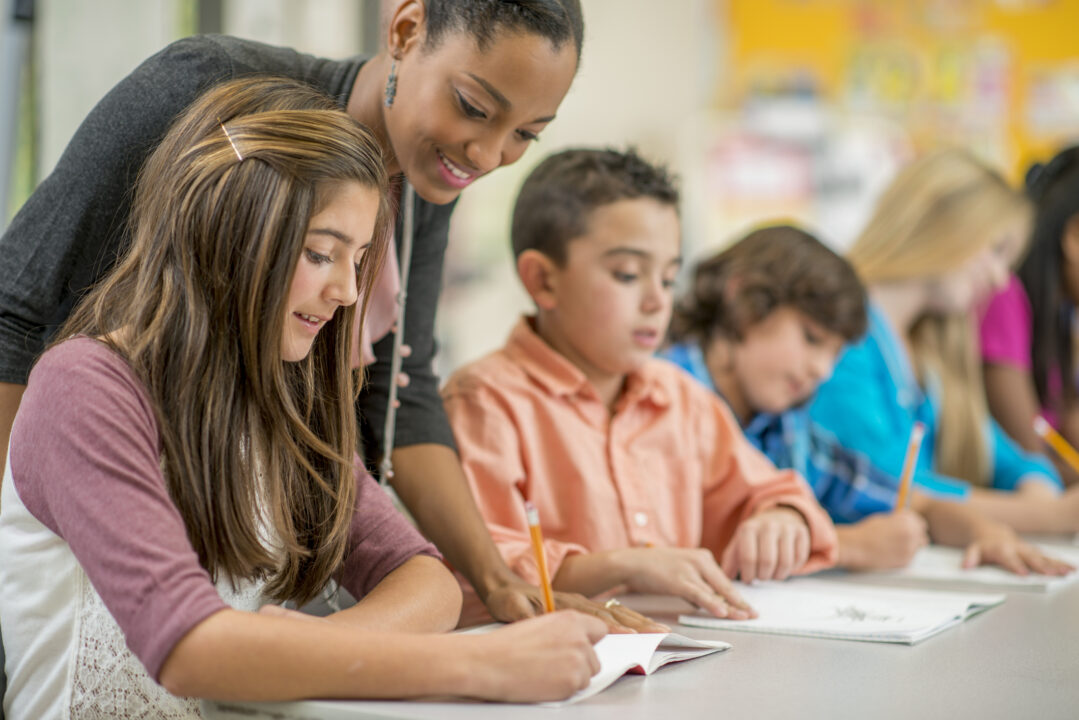 Middle School Girl Gets Help on a Homework Question